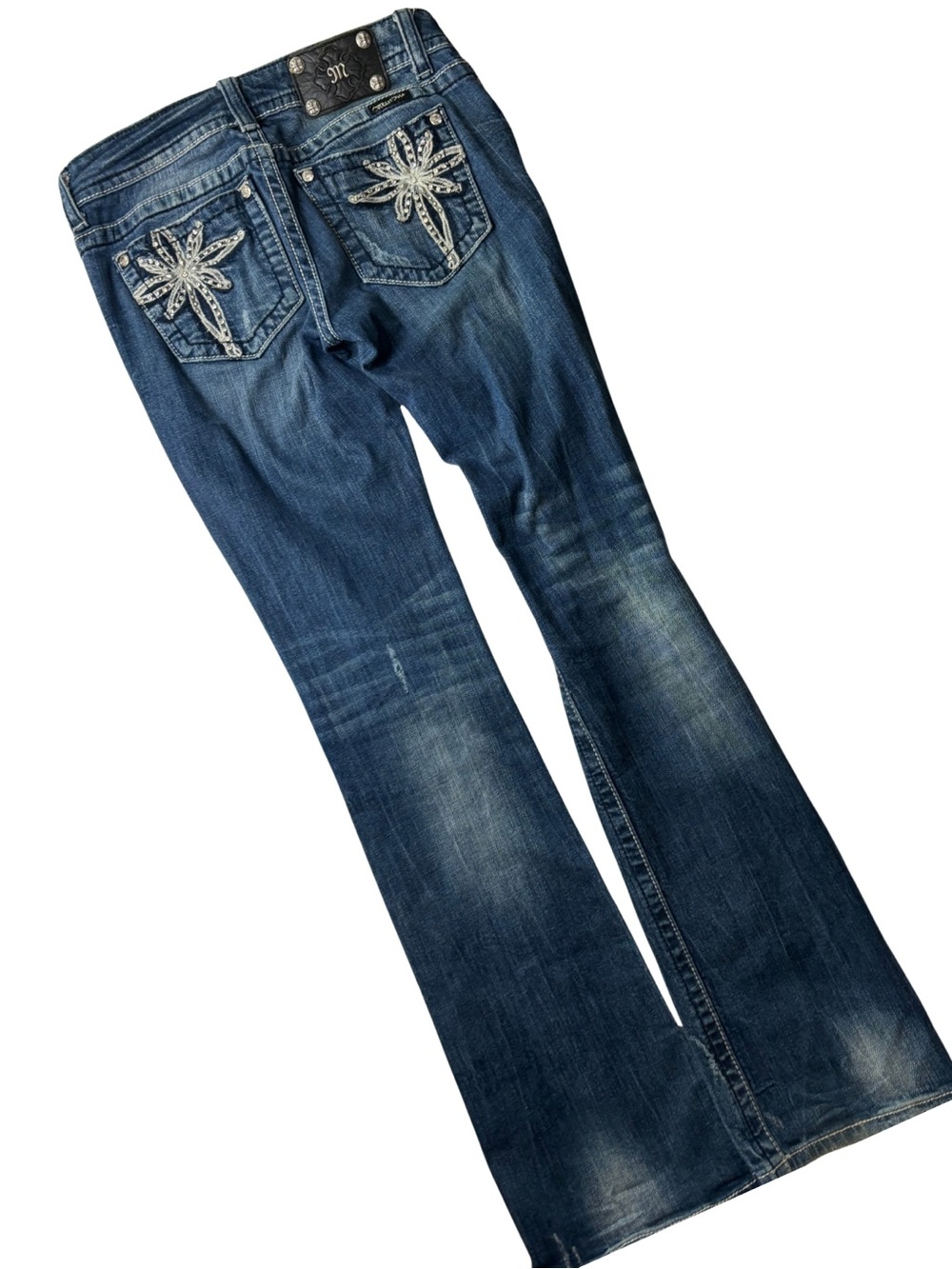 Miss Me Boot Cut Jeans Size 27 Rhinestone Embellished Low Rise Y2K - Picture 4 of 11